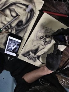 欧美肖像写实风格纹身练习皮作品